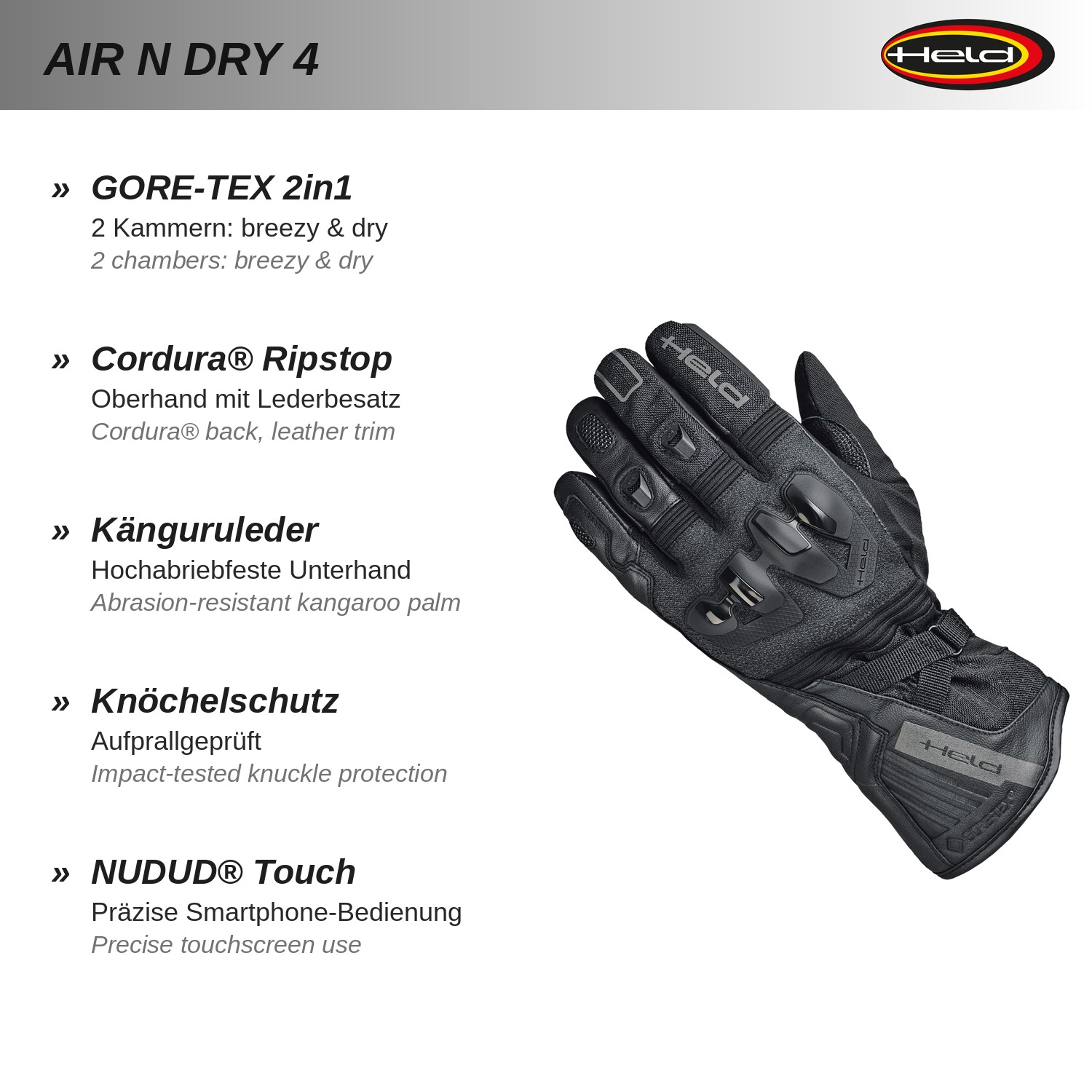 Air n Dry 4 Guanti GORE-TEX, Gore 2in1