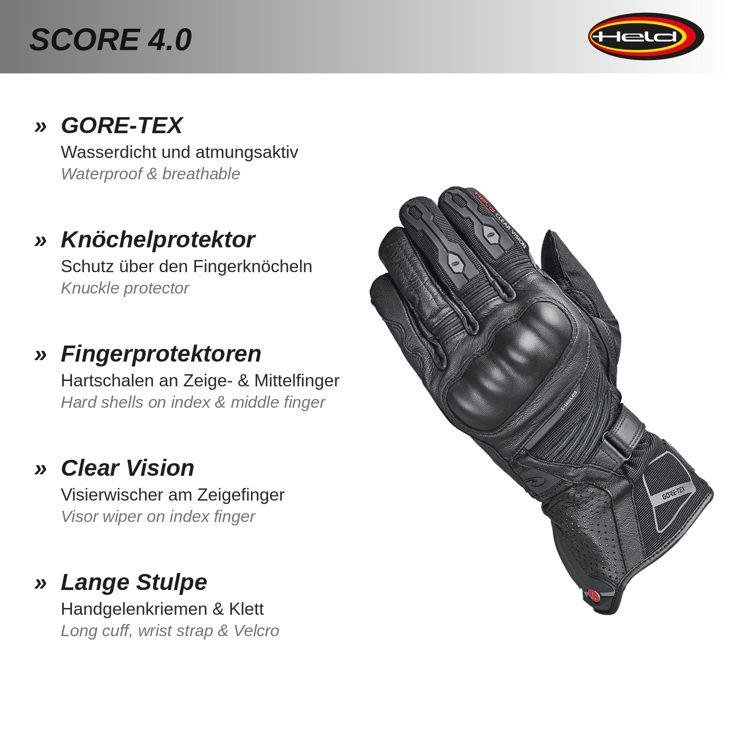 Score 4.0 GORE-TEX Handschuh + Gore Grip