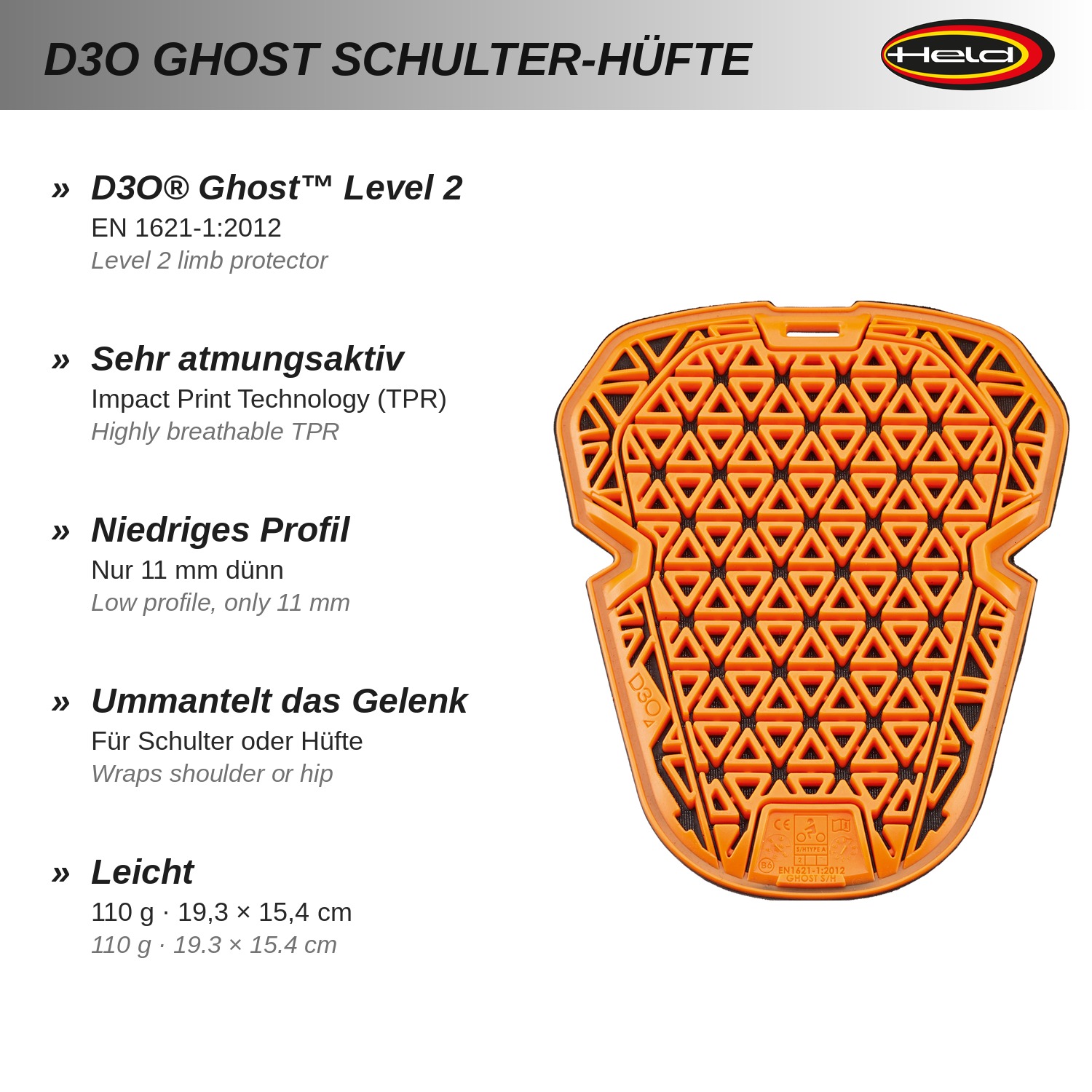 D3O® Ghost Schulter/Hüfte, Level 2