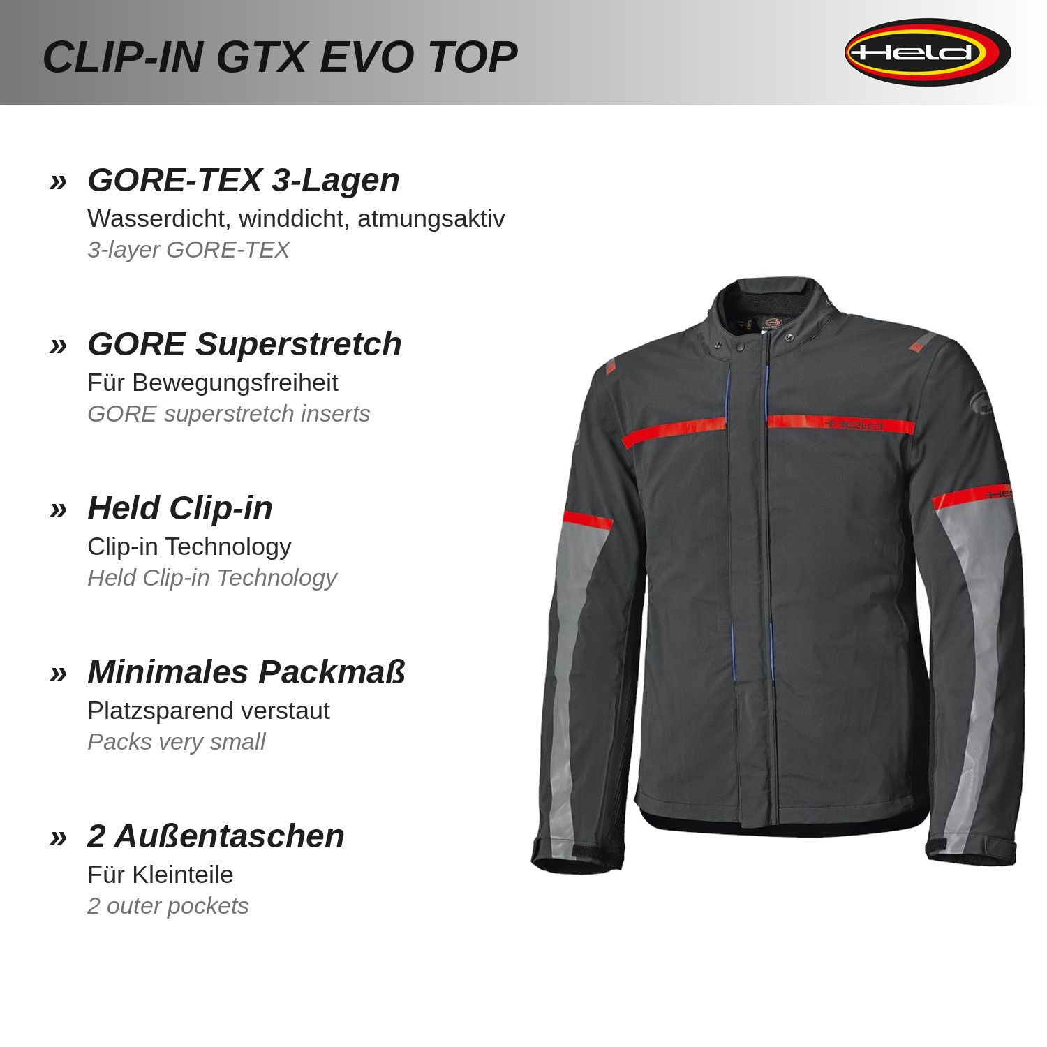 Clip-in GTX Evo Top Gore Packlite Jacke