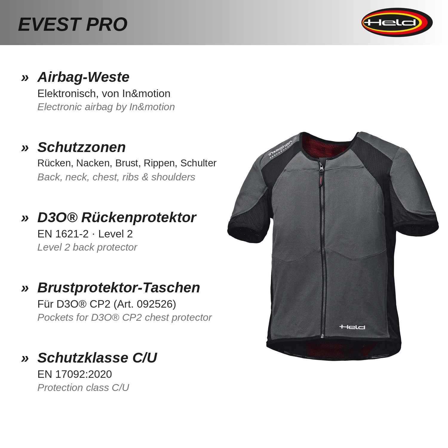 eVest Pro Electronically activated airbag system