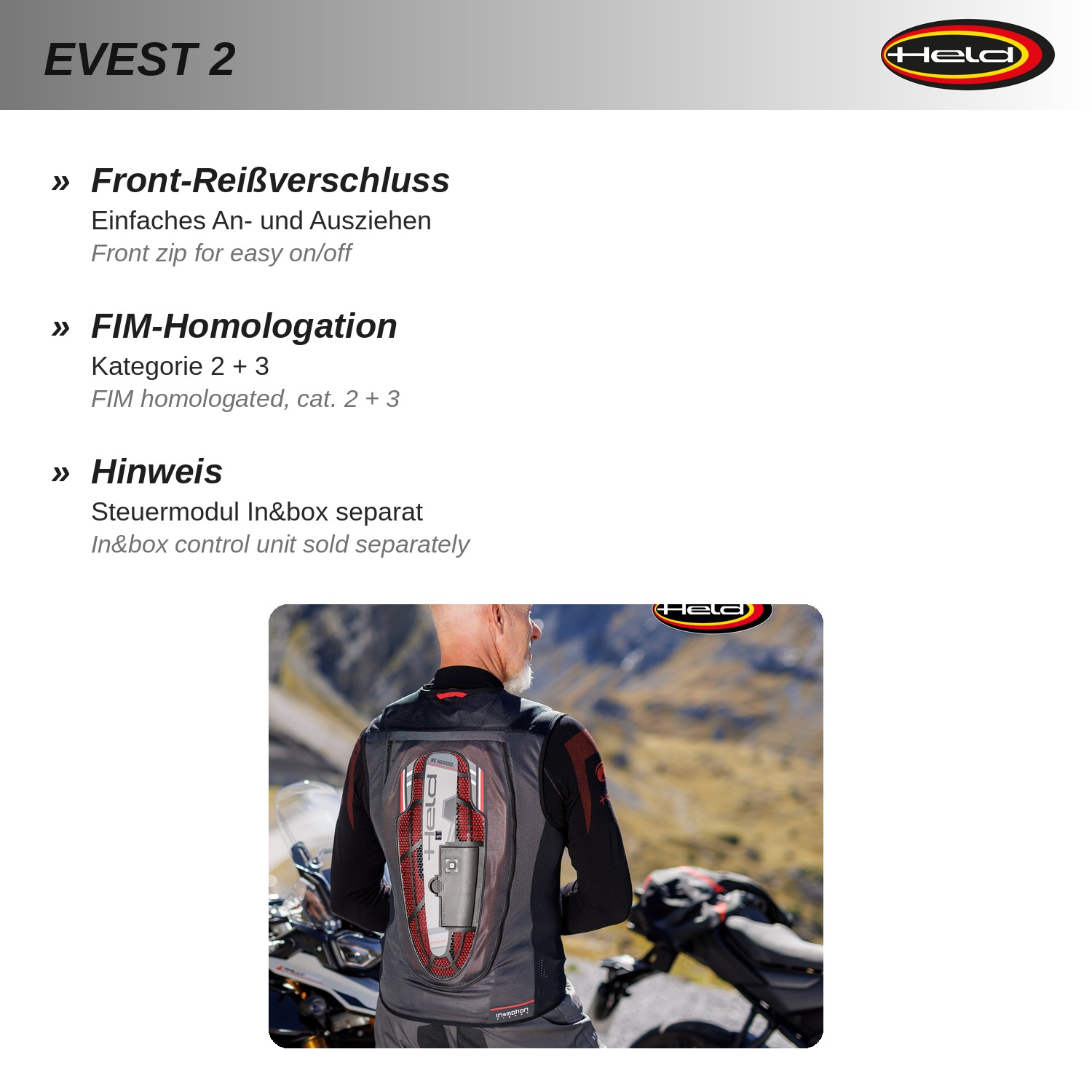 eVest 2  sistema airbag ad attivazione elettronica