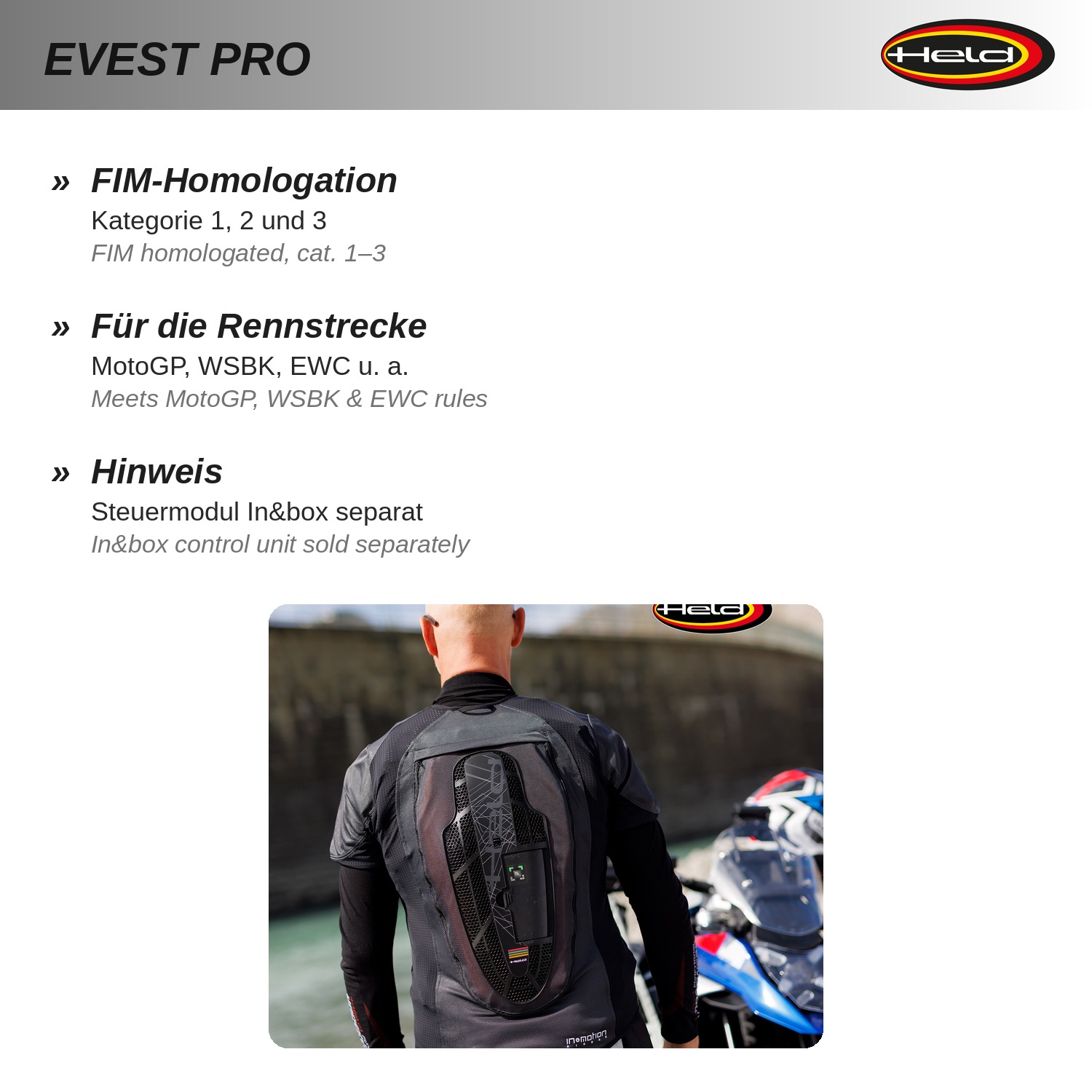 eVest Pro Electronically activated airbag system