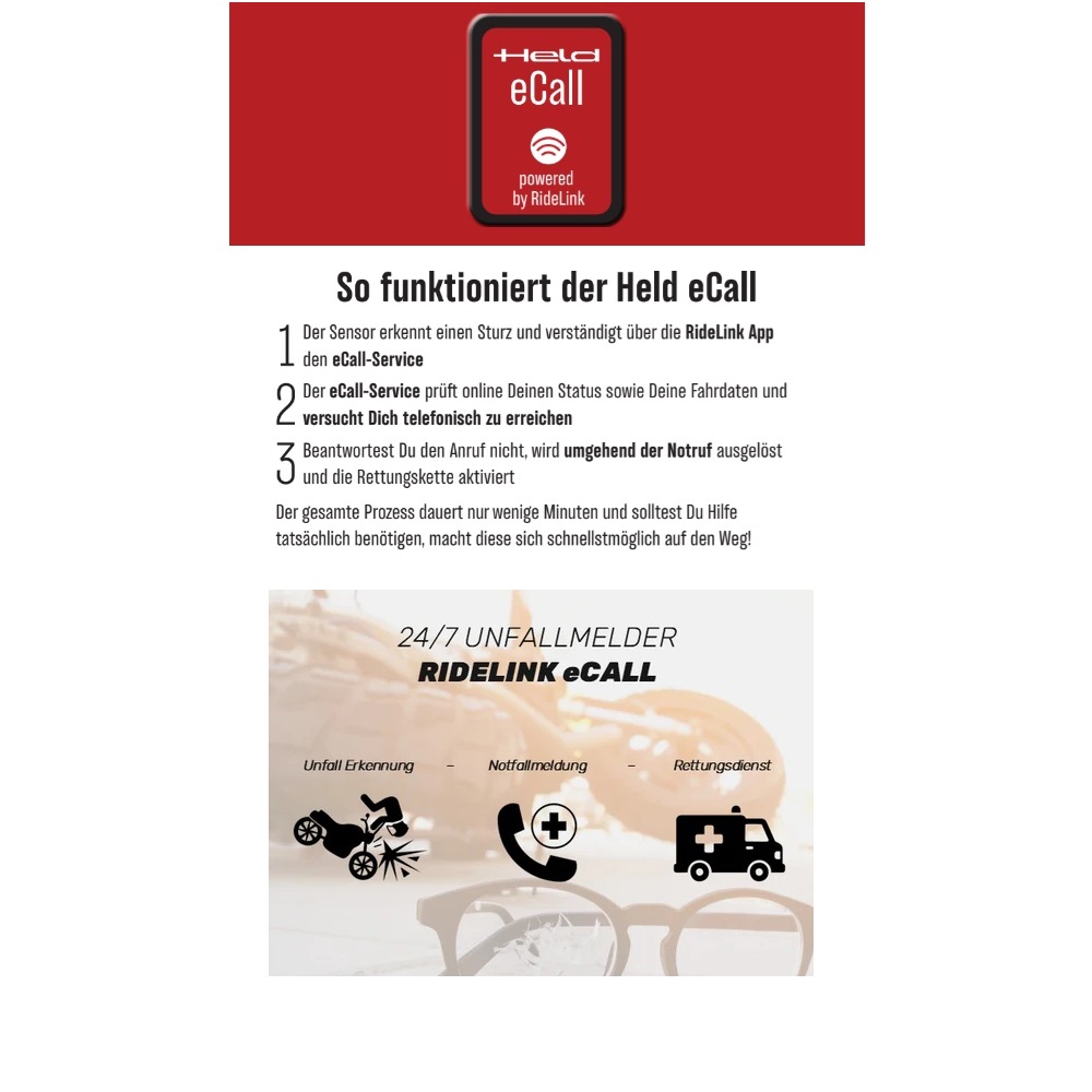 Held eCall powered by RideLink eCall Sensor mit Clip