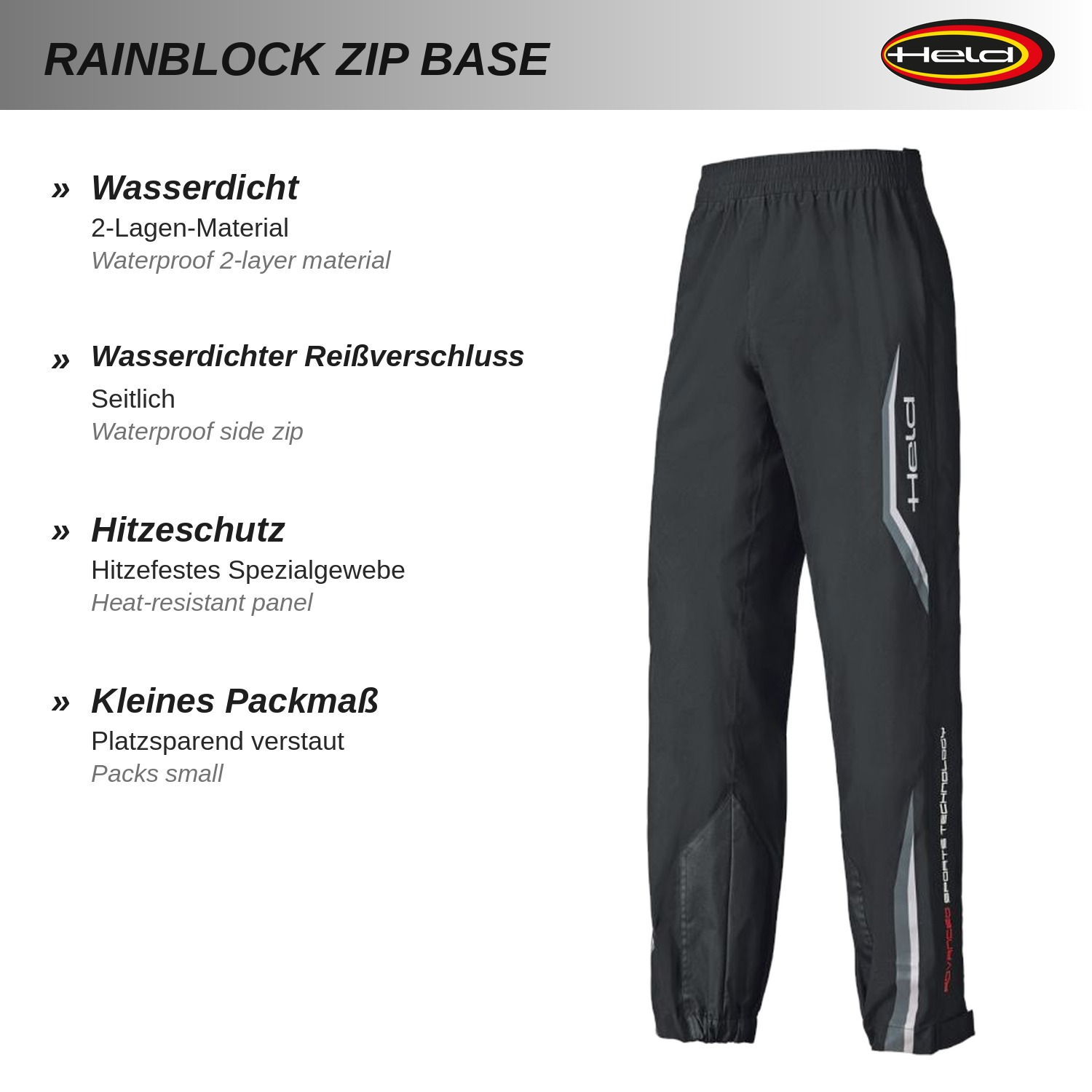 Rainblock Zip Base Sportliche Regenhose
