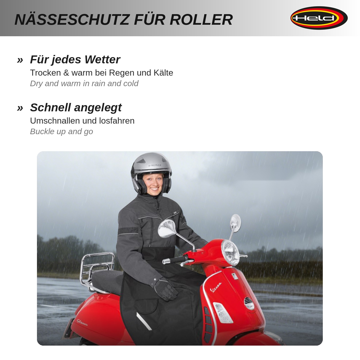 Nässeschutz für Roller Winter gefüttert