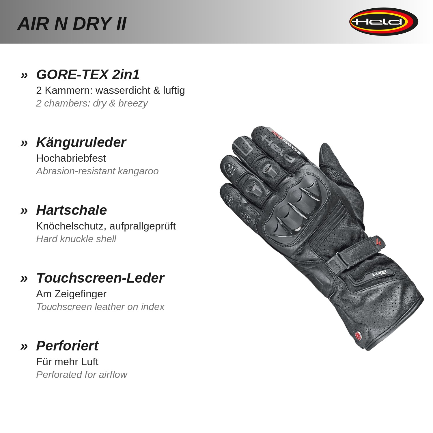Air n Dry II GORE-TEX Handschuh +Gore 2in1