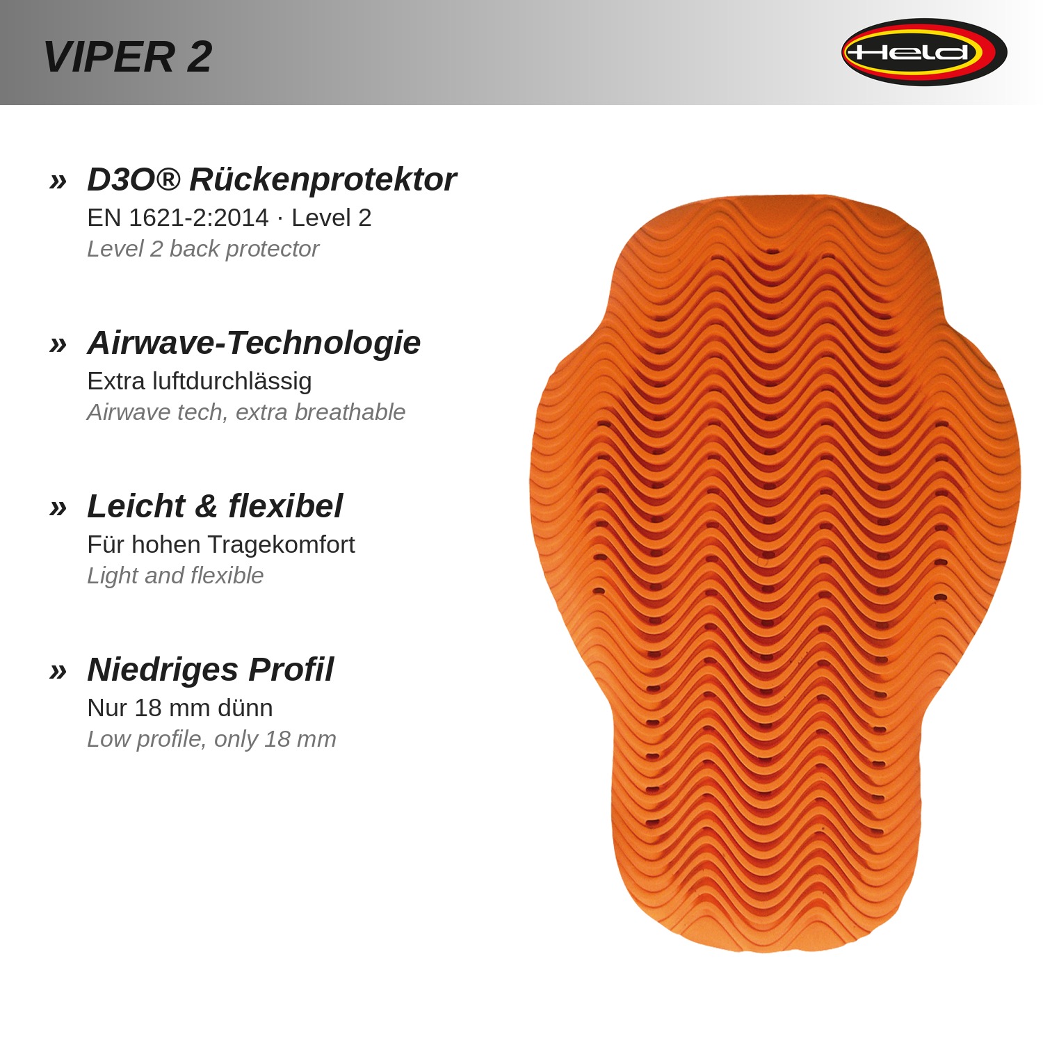 Viper 2 D3O Level 2 Rückenprotektor