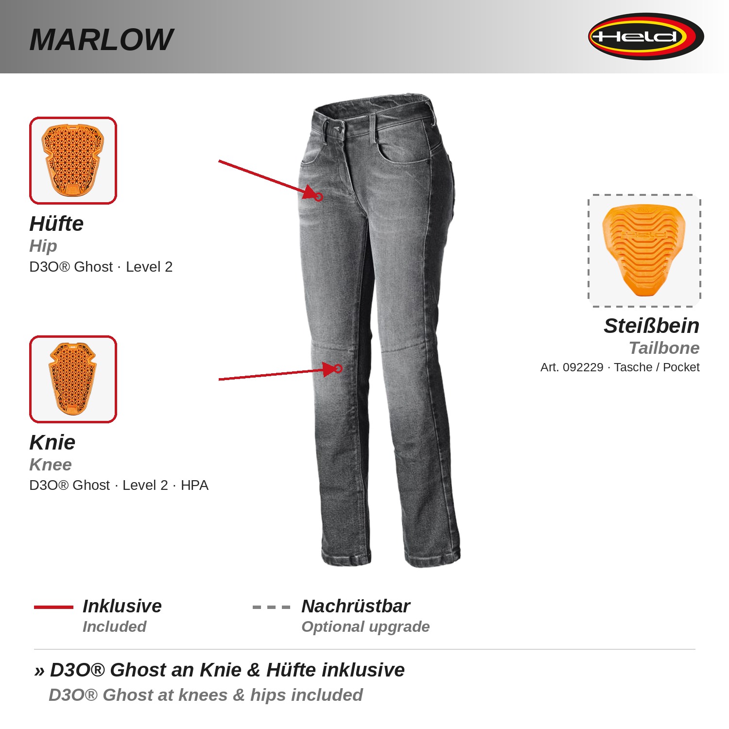 Marlow Pantalone jeans da moto elasticizato