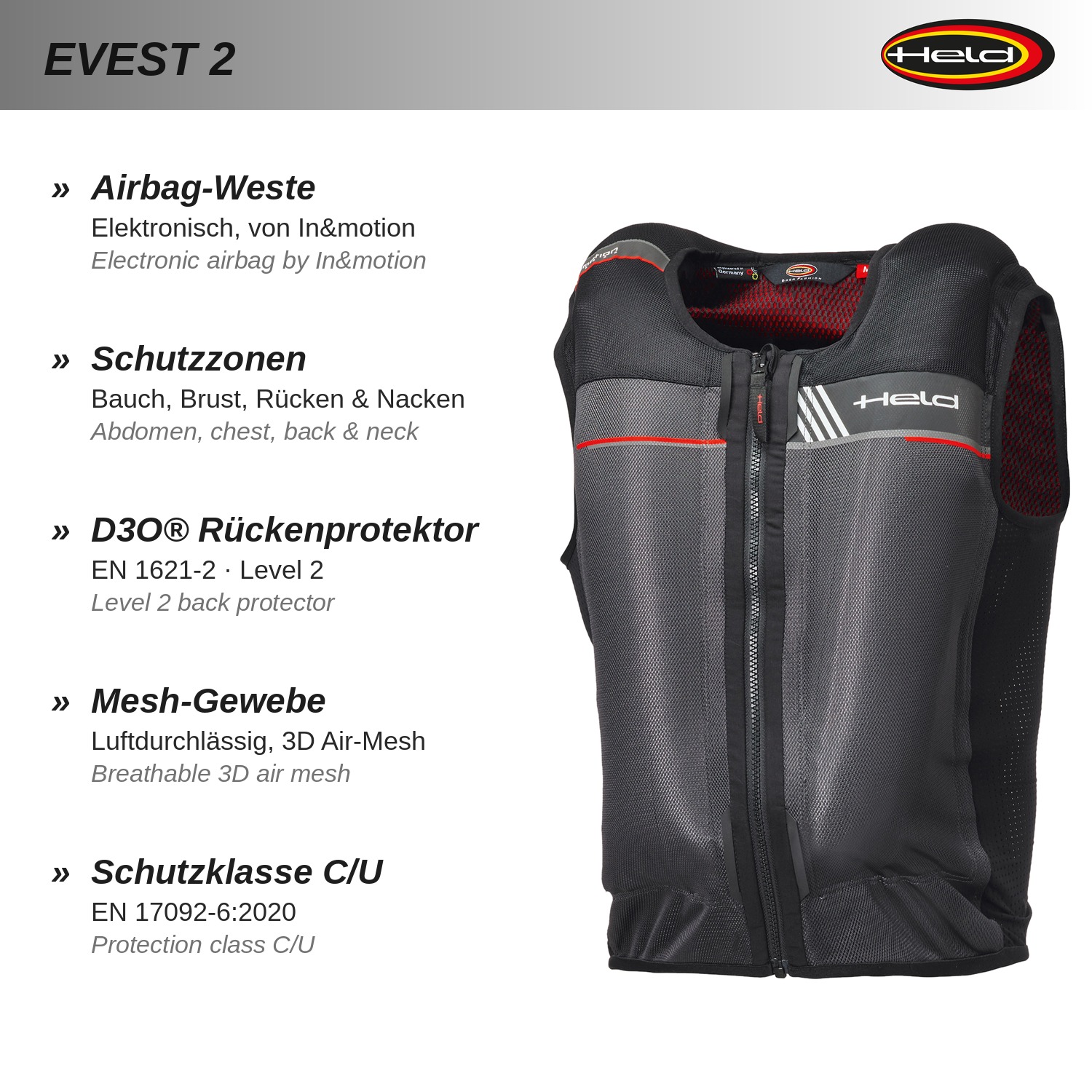 eVest 2  sistema airbag ad attivazione elettronica