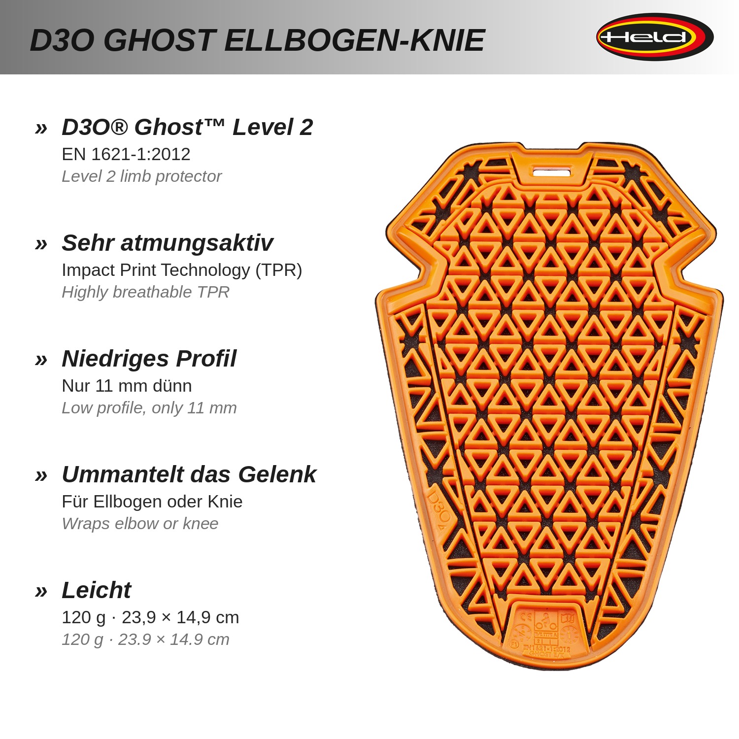 D3O® Ghost Ellbogen/Knie, Level 2